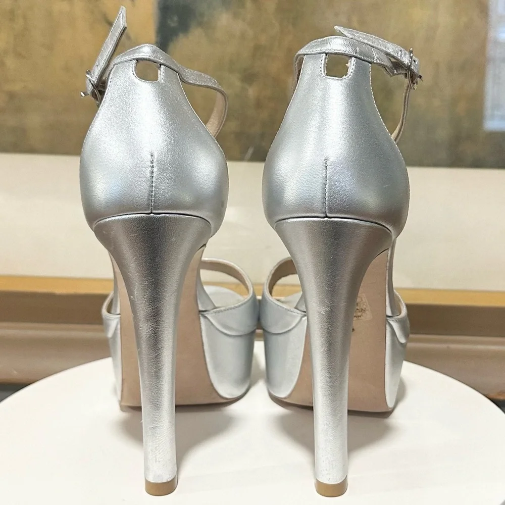🌹STUART WEITZMAN🌹 Disco Platform Sandal In Silver Size: 9